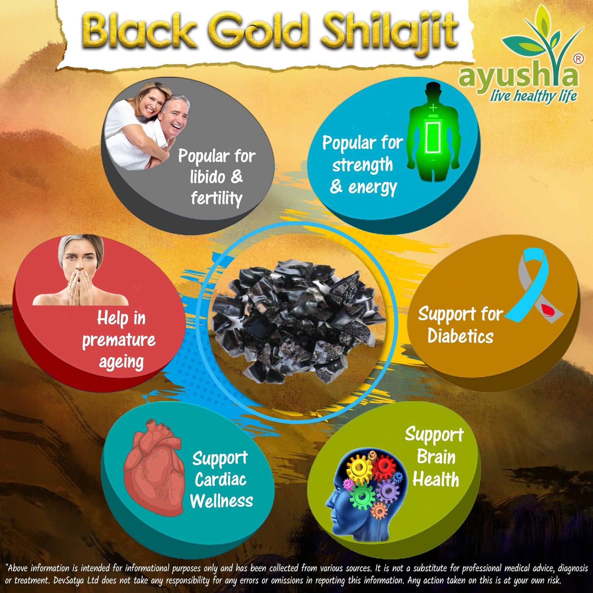 Black Gold Pure Himalayan Shilajit Resin, Natural Source of Fulvic Acid - 50 grm
