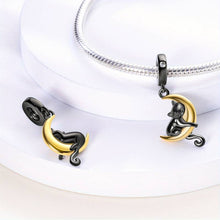 Black Cat and Moon Charm