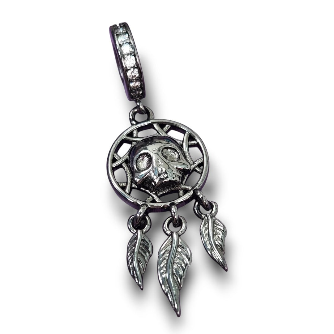 Black Skull Dream Catcher Charm