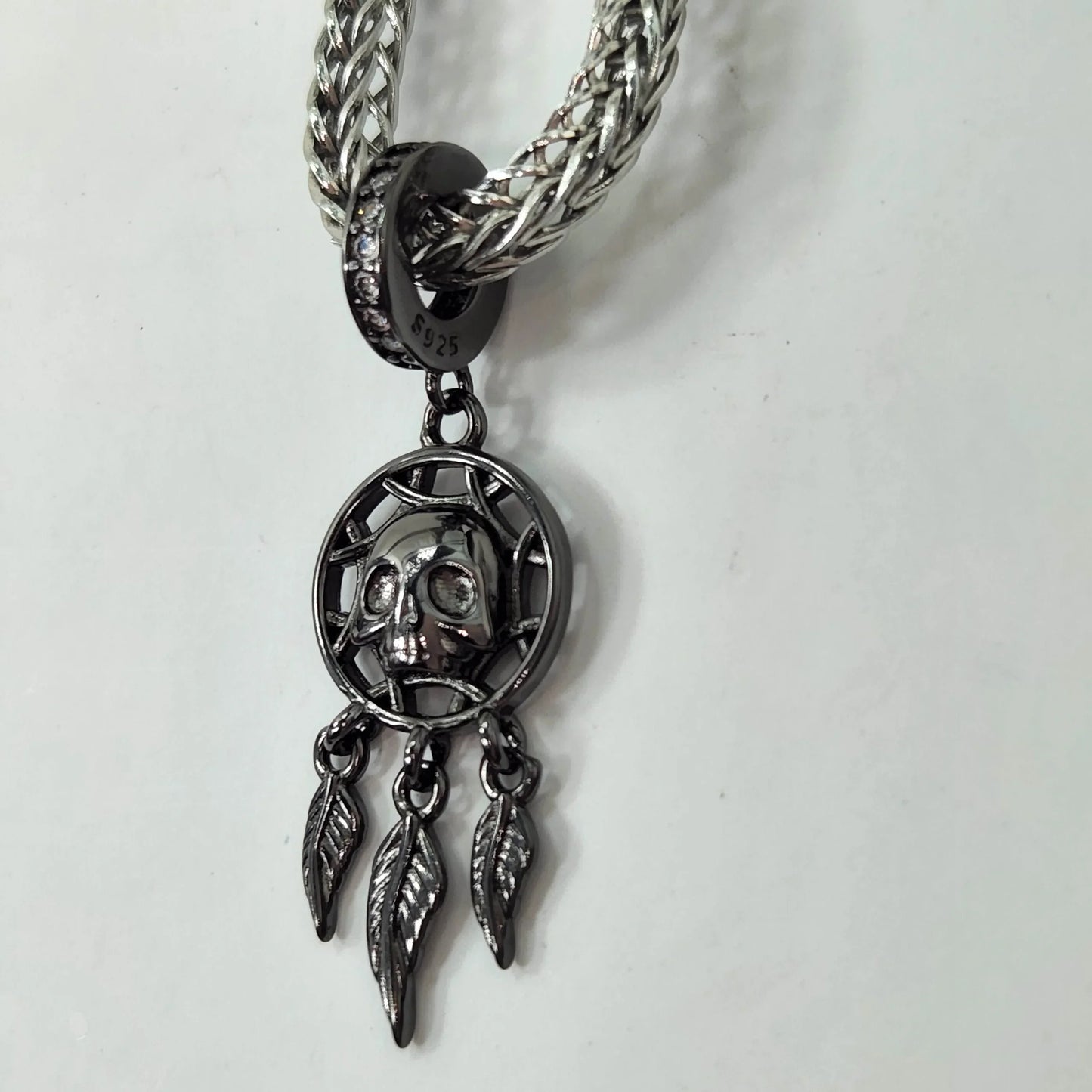 Black Skull Dream Catcher Charm