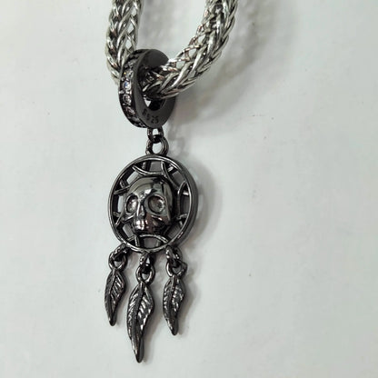 Black Skull Dream Catcher Charm