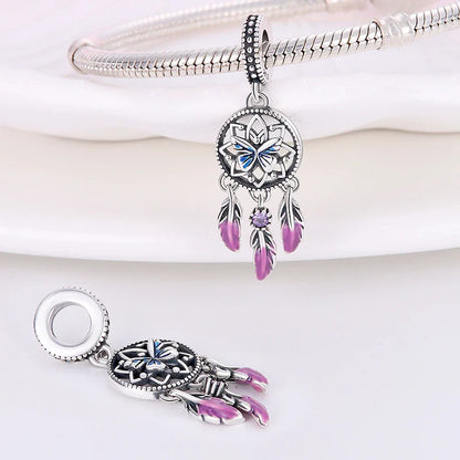 Blue Butterfly Dream Catcher Charm