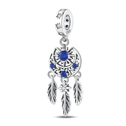 Blue Sun and Moon Dream Catcher Charm