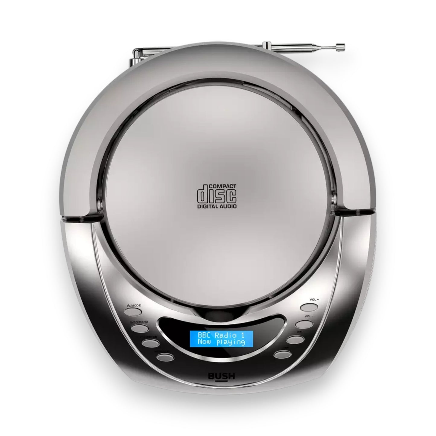 Bush Carnaby DAB+/FM CD Boombox in silver. Enjoy DAB radio, CDs & aux playback in one stylish portable player. Shop now at New, Used and More!