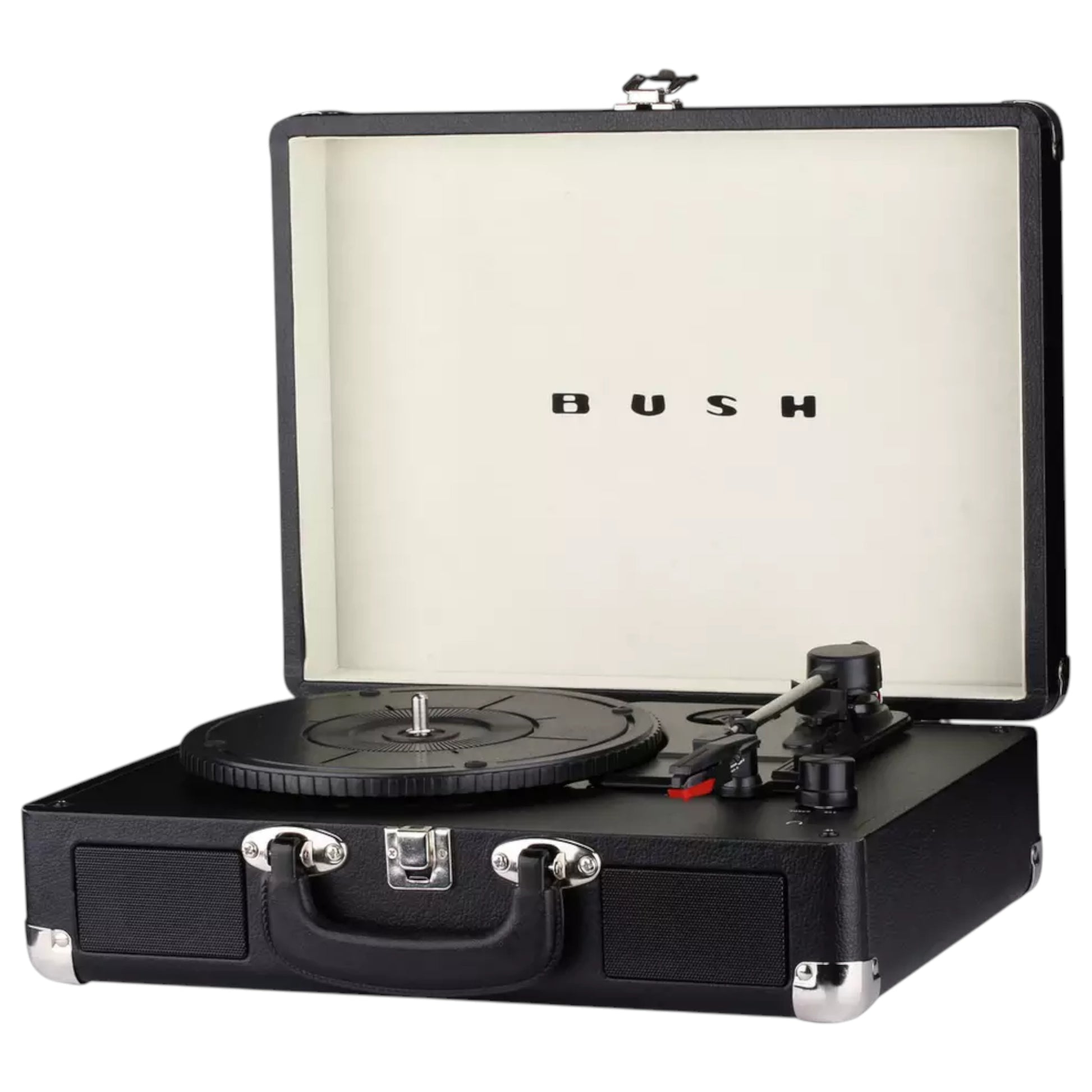 Bush Classic Turntable in black. 3-speed record player with built-in speakers & vintage design. Shop now at New, Used and More!