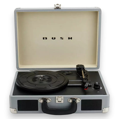 Bush Classic Turntable in grey/silver. 3-speed record player with built-in speakers & vintage design. Shop now at New, Used and More!