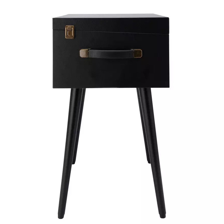 Bush wooden turntable with legs in sleek black. Retro design, quality vinyl playback & stylish home décor piece. Shop now at New, Used and More!