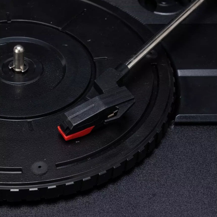 Bush wooden turntable with legs in sleek black. Retro design, quality vinyl playback & stylish home décor piece. Shop now at New, Used and More!