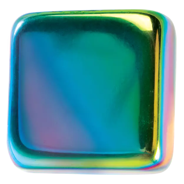 Multicolored square object with reflective surface