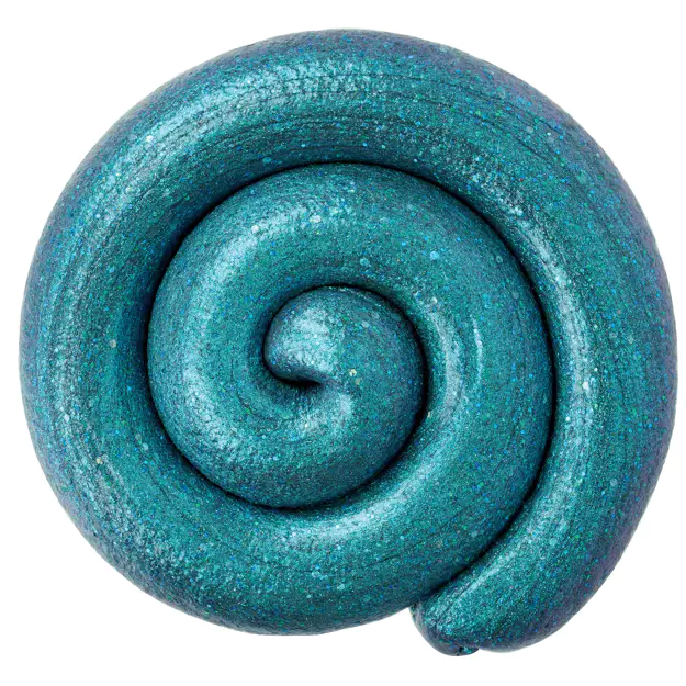 Teal-colored spiral on a white background
