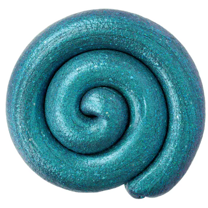 Teal-colored spiral on a white background