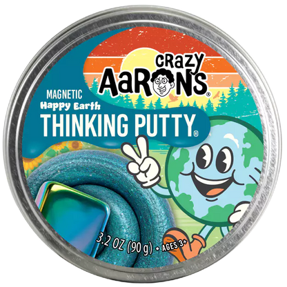 Crazy Aaron's Thinking Putty container with a cartoon character on a white background
