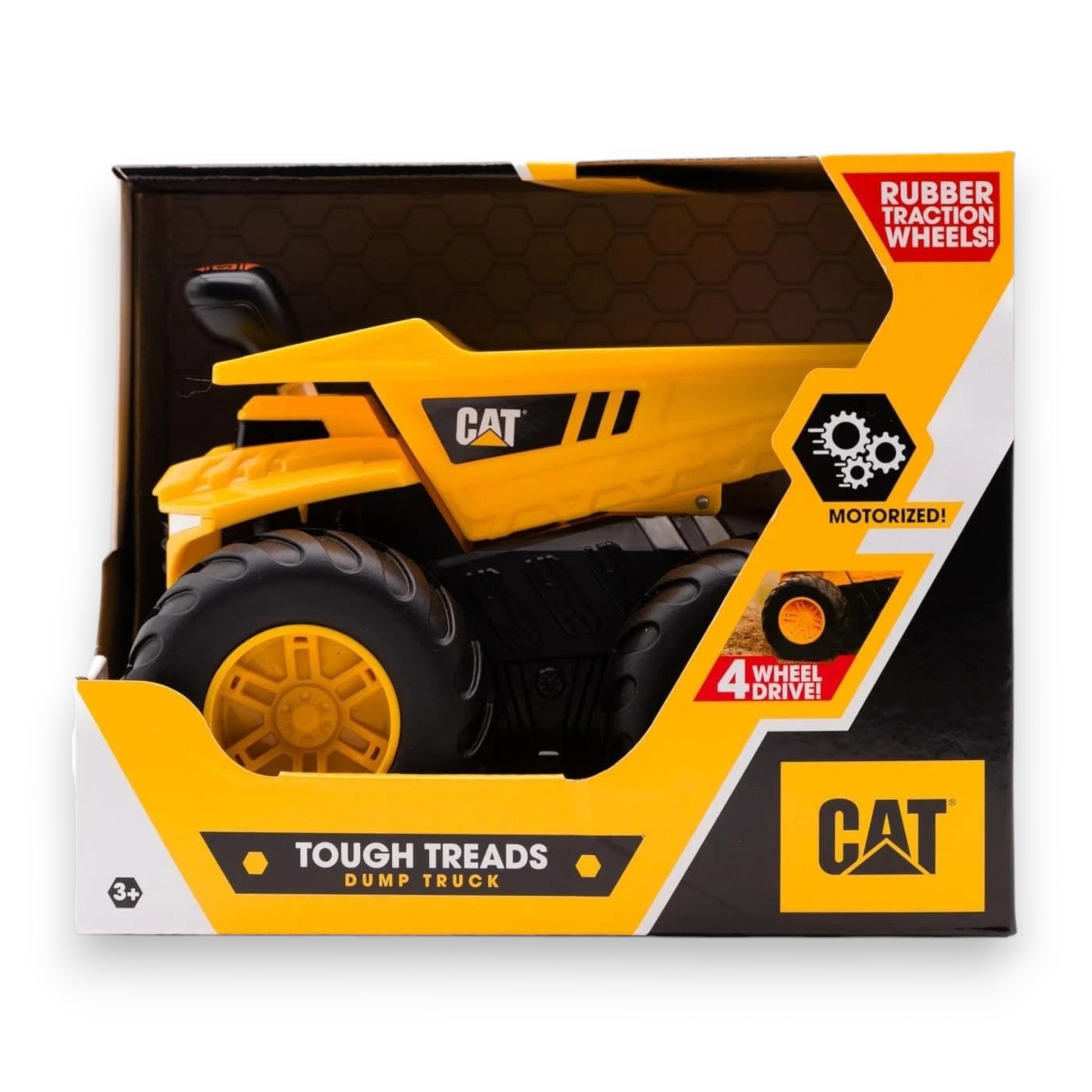 CAT 7" motorised Wheel Loader & Dump Truck with tough treads. Durable all-terrain construction toys for kids. Shop now at New, Used and More!