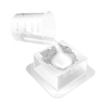 White measuring spoon and container on a white background