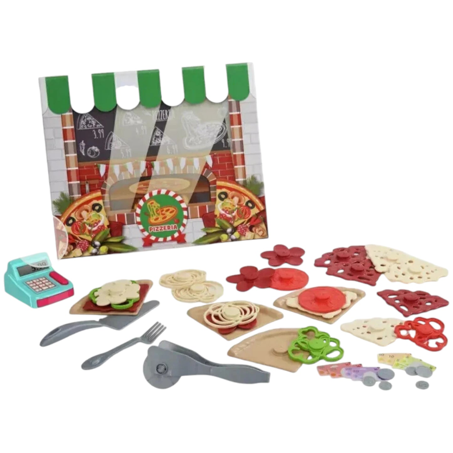 Chad Valley Pop Up Shop Pizzeria role play set with 45+ pieces. Pretend pizza making fun for kids aged 3+. Shop now at New, Used and More!