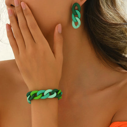 Chunky Resin Paperclip Fashion Bracelet & Earring Set