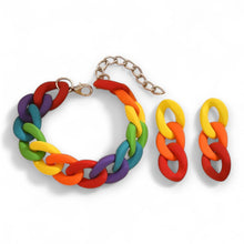 Chunky Resin Paperclip Fashion Bracelet & Earring Set