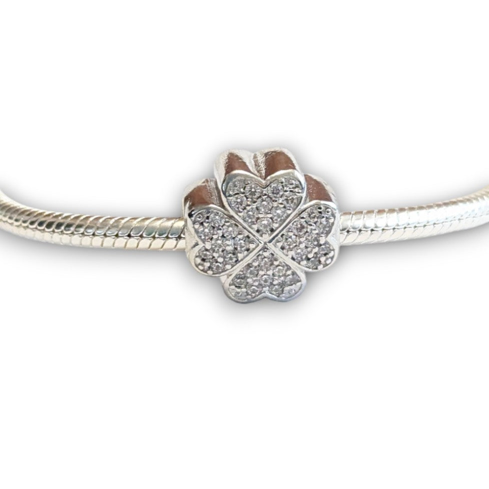 Clover Cubic Zirconia Bead Charm