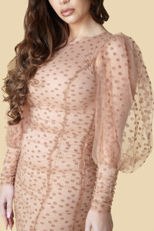 Cream Puff Sleeve Polka Dot Mini Dress