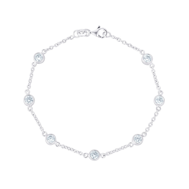 Cubic Zirconia Bezel Set Station Bracelet