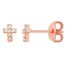 Cubic Zirconia Cross Stud Earrings