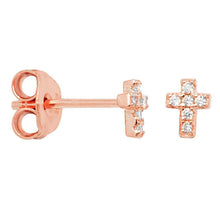 Cubic Zirconia Cross Stud Earrings