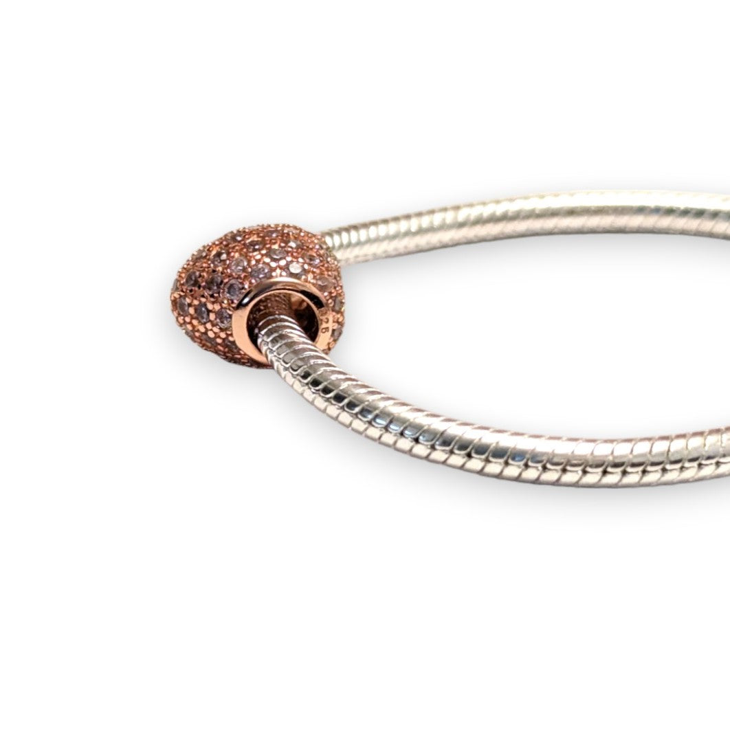 Cubic Zirconia Heart Bead Charm