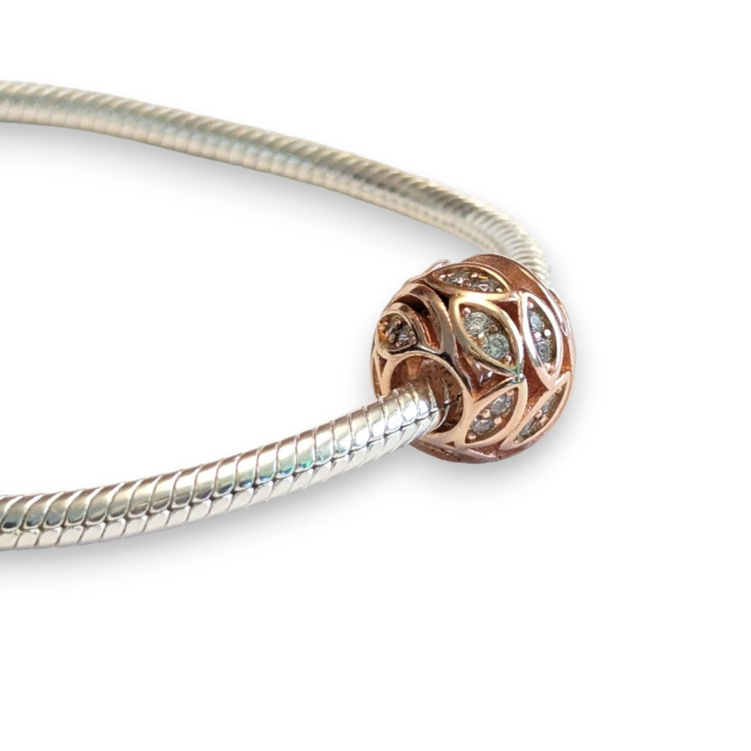 Cubic Zirconia Leaf Bead Charm