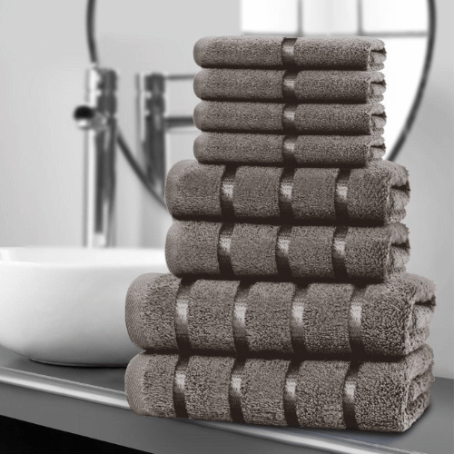 DARK GREY COTTON 8PC TOWEL TOWER