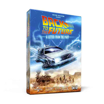 Back to the Future DVD box set with DeLorean and lightning bolts on a blue background