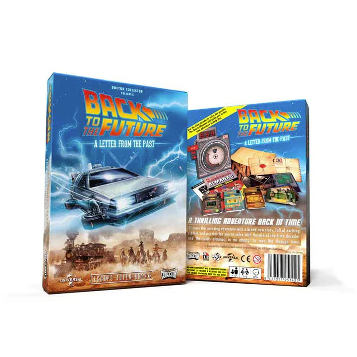 Back to the Future themed product packaging on a white background