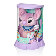 Toy packaging with a purple animated character inside, on a white background