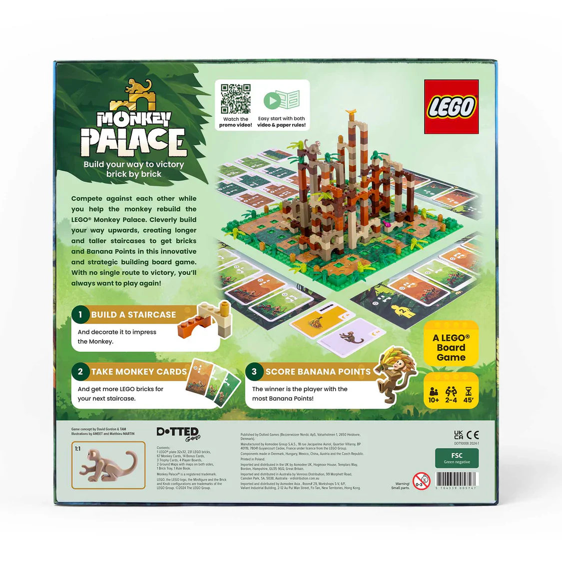 LEGO Monkey Palace board game packaging with instructions and LEGO logo.