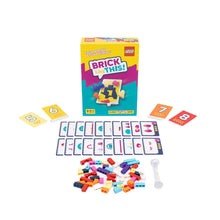 LEGO educational game set with colorful bricks, cards, and packaging on a white background