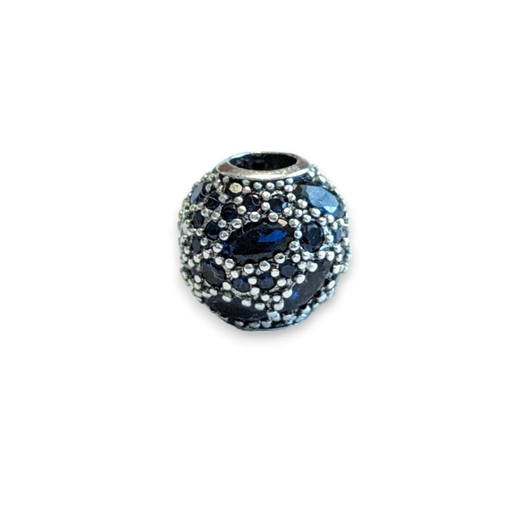 Deep Blue Cubic Zirconia Bead Charm
