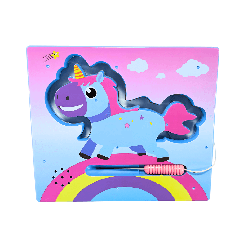'Don't Buzz the Unicorn!' game with colourful design and unicorn illustration.