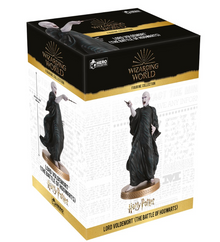 Boxed figurine of Lord Voldemort from 'Harry Potter' series with 'Wizarding World' branding.