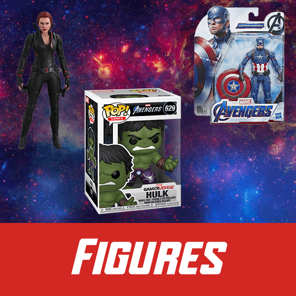 Marvel action figures and packaging on a cosmic-themed background with 'Figures' text.