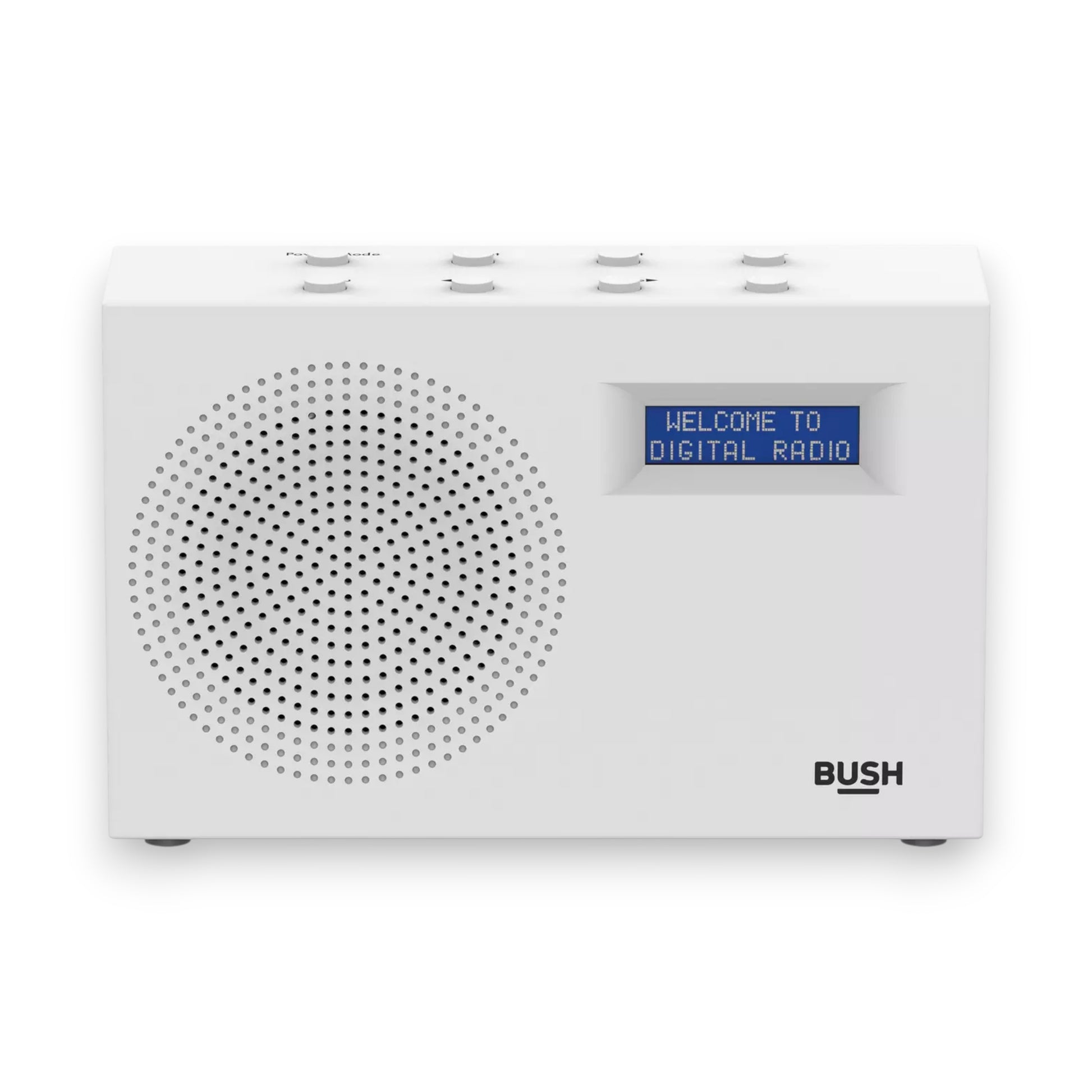 Bush compact portable DAB/FM radio in white. Clear sound, digital display & lightweight design. Perfect for home or travel. Shop now at New, Used and More!