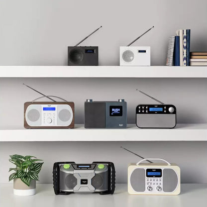 Bush compact portable DAB/FM radio in white. Clear sound, digital display & lightweight design. Perfect for home or travel. Shop now at New, Used and More!