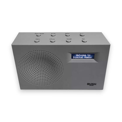 Bush compact portable DAB/FM radio in sandy grey. Clear sound, digital display & lightweight design. Perfect for home or travel. Shop now at New, Used and More!