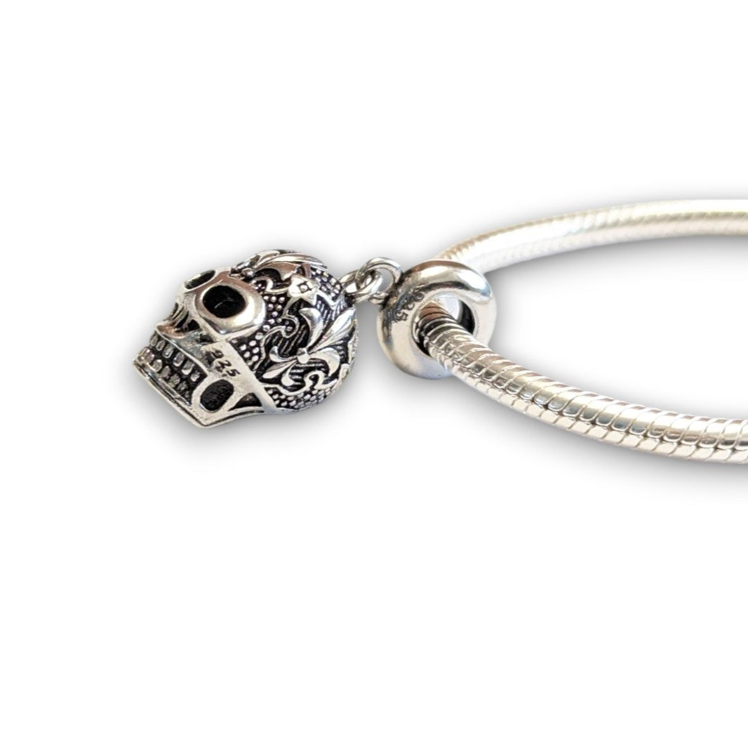 Fleur De Lis Skull Dangle Charm