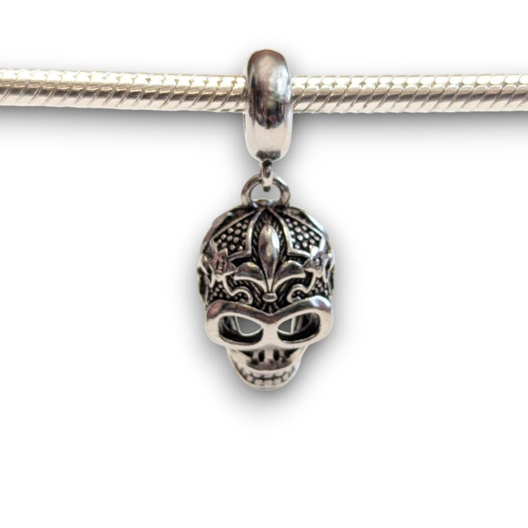 Fleur De Lis Skull Dangle Charm