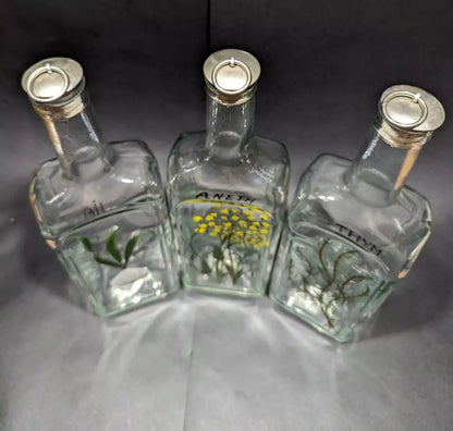 Rare French Hand Painted Olive Oil Bottle Set with Cork Stoppers | New, Used and More