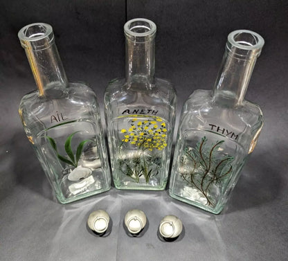 Rare French Hand Painted Olive Oil Bottle Set with Cork Stoppers | New, Used and More