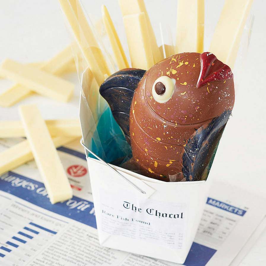 Fish and Chips in Milk and White Chocolate