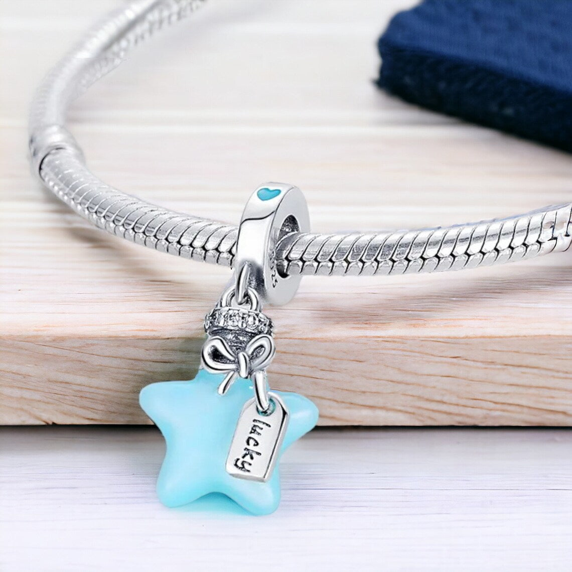 Glow In The Dark Blue Star Charm