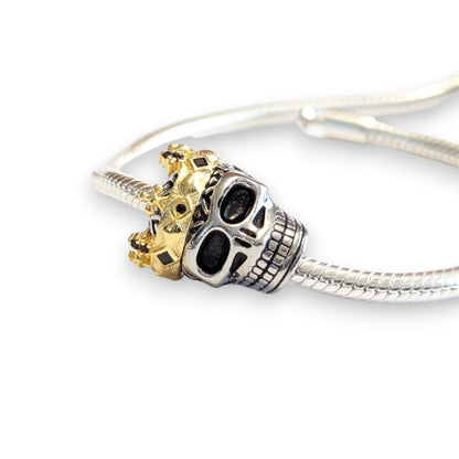 Gold Crown Skull Bead Charm