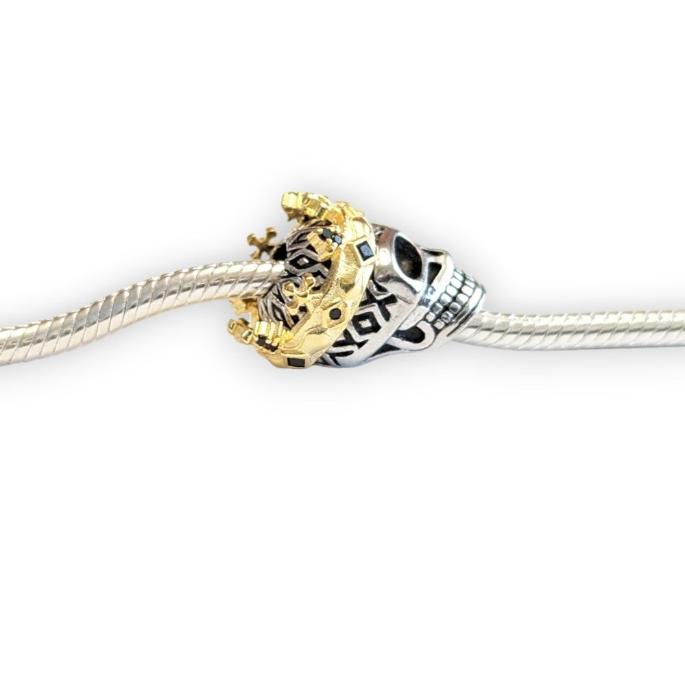 Gold Crown Skull Bead Charm