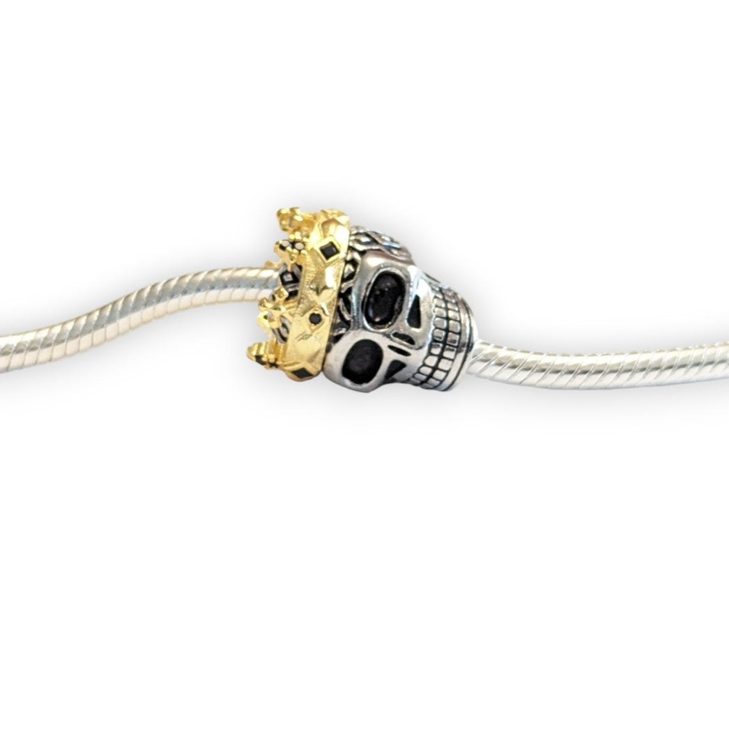 Gold Crown Skull Bead Charm
